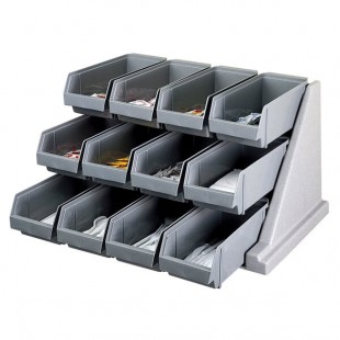 Cambro 12RS12480 Versa Speckled Gray Self Serve 3-Tier Condiment Stand with 12