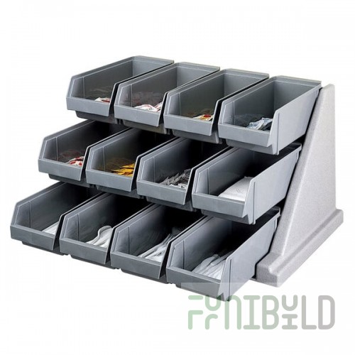 Cambro 12RS12480 Versa Speckled Gray Self Serve 3-Tier Condiment Stand with 12