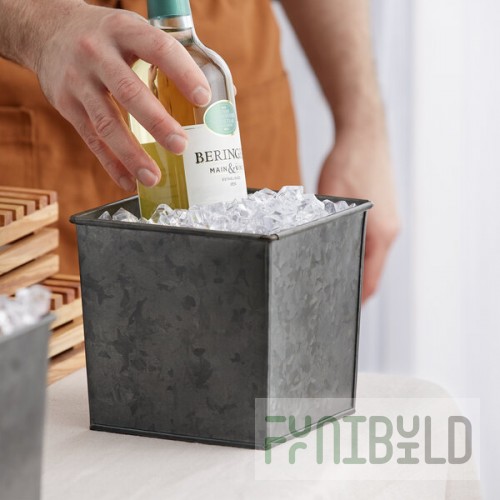 American Metalcraft BEVDG6 1/6 Size Onyx Galvanized Metal Rectangular Utensil Holder