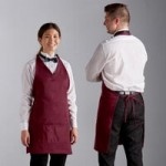 Choice Burgundy Poly-Cotton Waist Apron with Black Webbing and 3 Pockets - 12 Choice Burgundy Poly-Cotton Waist Apron with Black Webbing and 3 Pockets - 12