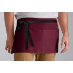 Choice Burgundy Poly-Cotton Waist Apron with Black Webbing and 3 Pockets - 12 Choice Burgundy Poly-Cotton Waist Apron with Black Webbing and 3 Pockets - 12