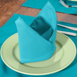 Intedge Teal 100% Polyester Cloth Napkins, 20