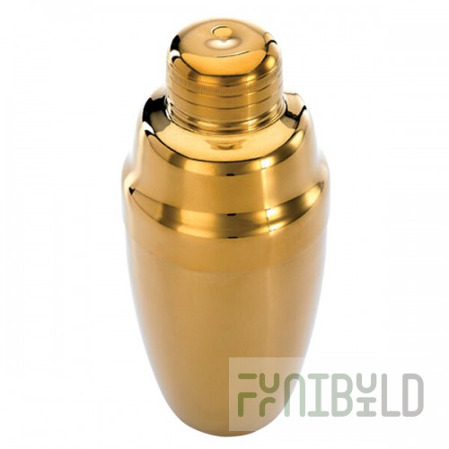 Barfly® M37038GD 17 oz. Gold-Plated Heavy Weight 3-Piece Cobbler Cocktail Shaker