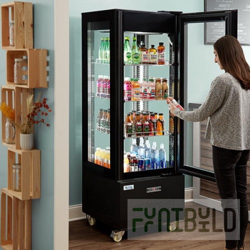Avantco GD4C-15-HC Black 4-Sided Glass Refrigerated Display Case