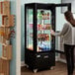 Avantco GD4C-15-HC Black 4-Sided Glass Refrigerated Display Case
