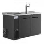 Scratch and Dent Avantco UDD-2-HC Black Kegerator / Beer Dispenser with (1) 2 Tap Tower - (2) 1/2 Keg Capacity