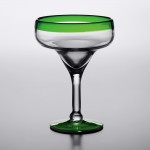Acopa Tropic 12 oz. Margarita Glass with Green Rim and Base - 12/Case