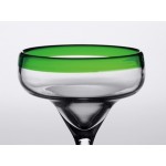 Acopa Tropic 12 oz. Margarita Glass with Green Rim and Base - 12/Case