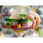 Acopa Tropic 12 oz. Margarita Glass with Green Rim and Base - 12/Case