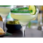 Acopa Tropic 12 oz. Margarita Glass with Green Rim and Base - 12/Case