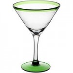 Acopa Tropic 12 oz. Margarita Glass with Green Rim and Base - 12/Case