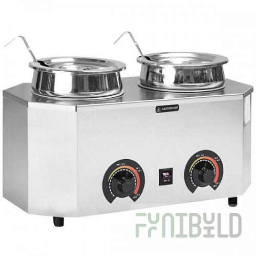 Paragon 2029A Pro-Deluxe Dual 4 Qt. Warmer with 2 Insets, 2 Lids, and 2 Ladles - 120V, 1000W