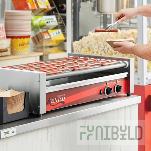 Avantco RG1850NS 50 Hot Dog Roller Grill with 11 Non-Stick Rollers - 120V, 1460W