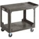 Lavex Large Black 2-Shelf Utility Cart with Flat Top and Built-In Tool Compartment - 44 Lavex Large Black 2-Shelf Utility Cart with Flat Top and Built-In Tool Compartment - 44