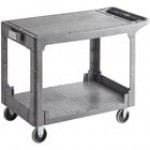 Lavex Large Black 2-Shelf Utility Cart with Flat Top and Built-In Tool Compartment - 44 Lavex Large Black 2-Shelf Utility Cart with Flat Top and Built-In Tool Compartment - 44