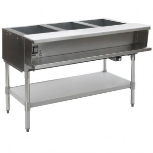 Eagle Group SWT3-240 Three Pan Sealed Well Electric Water Bath Steam Table with Stainless Steel Open Base - 240V Eagle Group SWT3-240 Three Pan Sealed Well Electric Water Bath Steam Table with Stainless Steel Open Base - 240V
