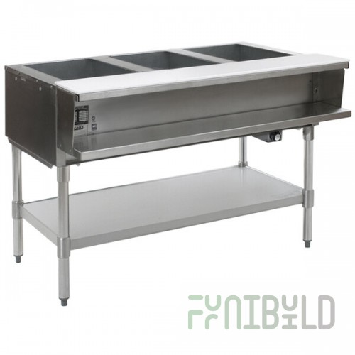 Eagle Group SWT3-240 Three Pan Sealed Well Electric Water Bath Steam Table with Stainless Steel Open Base - 240V