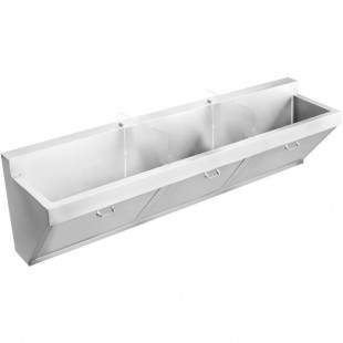 Zurn Elkay EWSF390260 Stainless Steel Wall Hung Triple Bowl Surgeon Scrub Sink with No Faucet Holes - 28