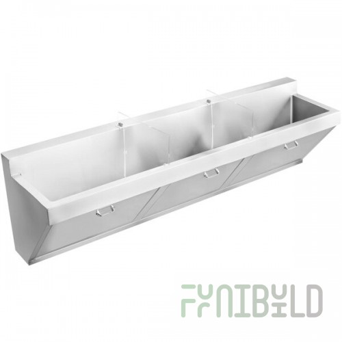 Zurn Elkay EWSF390260 Stainless Steel Wall Hung Triple Bowl Surgeon Scrub Sink with No Faucet Holes - 28