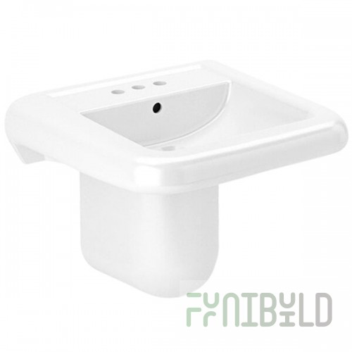 Sloan 3873075 Vitreous China Wall Mounted Ledgeback TAS Compliant Lavatory with SloanTec Glaze and 4
