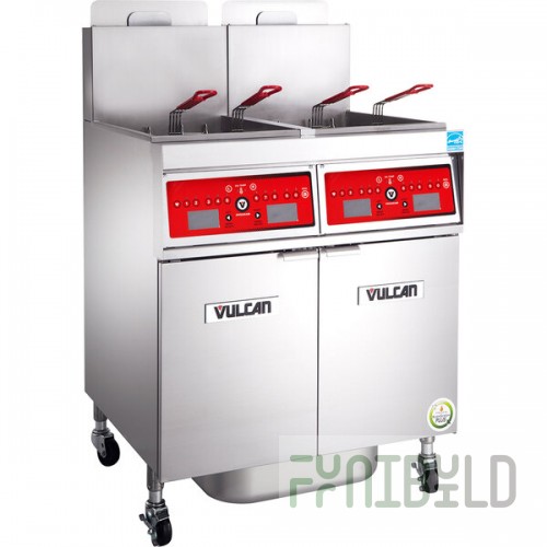 Vulcan 2TR45CF-2 PowerFry3 Liquid Propane 90-100 lb. 2 Unit Floor Fryer System with Computer Controls and KleenScreen Filtration - 140,000 BTU
