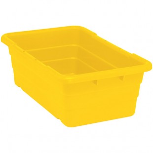 Quantum 9.75 Gallon Yellow Cross Stack Tub with Built-In Handle Grips and Bottom Grooves TUB2516-8YL Quantum 9.75 Gallon Yellow Cross Stack Tub with Built-In Handle Grips and Bottom Grooves TUB2516-8YL