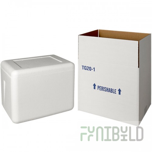 Insulated Shipping Box with Foam Cooler 14 1/8