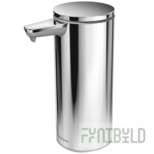 Simplehuman ST1092 9 oz. Polished Stainless Steel Soap / Sanitizer Dispenser with Touchless Sensor Pump