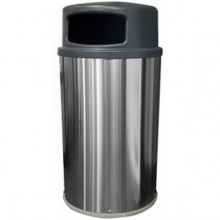 Wausau Tile MF3455 36 Gallon Stainless Steel Round Trash Can with Plastic Dome Lid and Snuffer Pan Wausau Tile MF3455 36 Gallon Stainless Steel Round Trash Can with Plastic Dome Lid and Snuffer Pan