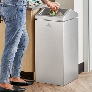 Lancaster Table & Seating 14 Gallon Stainless Steel Square Decorative Trash Can with Push Door Swing Lid Lancaster Table & Seating 14 Gallon Stainless Steel Square Decorative Trash Can with Push Door Swing Lid
