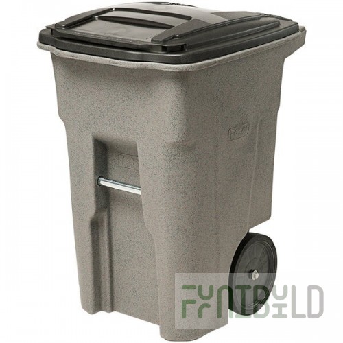Toter ANA48-00GST 48 Gallon Graystone Rotational Molded Wheeled Rectangular Trash Can with Lid