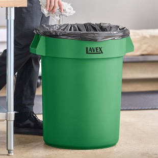 Lavex 32 Gallon Green Round Commercial Trash Can