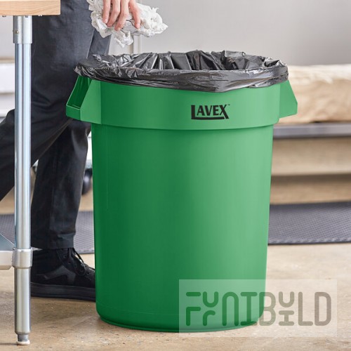 Lavex 32 Gallon Green Round Commercial Trash Can