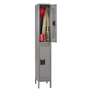 Tennsco DTS1218361MG Single Stack Double Tier Gray Steel Locker with Legs - 12 Tennsco DTS1218361MG Single Stack Double Tier Gray Steel Locker with Legs - 12