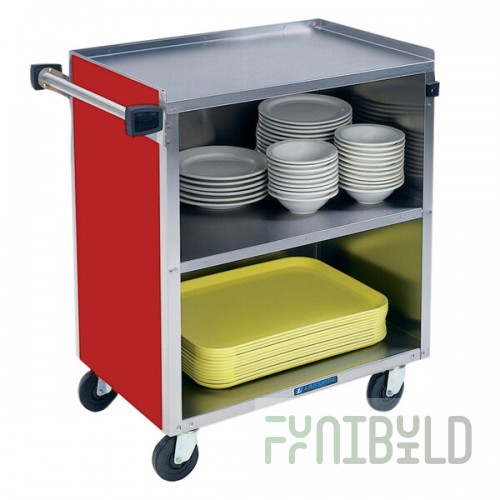 Lakeside 622RD Medium-Duty Stainless Steel Three Shelf Utility Cart with Enclosed Base and Red Finish - 19