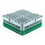 Noble Warewashing 36-Compartment Gray Full-Size Glass Rack with 2 Green Extenders Noble Warewashing 36-Compartment Gray Full-Size Glass Rack with 2 Green Extenders
