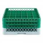 Noble Warewashing 36-Compartment Gray Full-Size Glass Rack with 2 Green Extenders Noble Warewashing 36-Compartment Gray Full-Size Glass Rack with 2 Green Extenders
