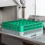 Noble Warewashing 36-Compartment Gray Full-Size Glass Rack with 2 Green Extenders Noble Warewashing 36-Compartment Gray Full-Size Glass Rack with 2 Green Extenders