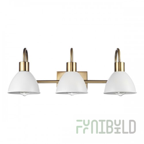 Globe 3-Light Soft Glam Matte Brass Vanity Light with Matte White Dome Metal Shades - 120V, 60W
