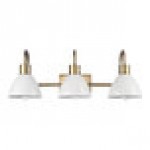 Globe 3-Light Soft Glam Matte Brass Vanity Light with Matte White Dome Metal Shades - 120V, 60W Globe 3-Light Soft Glam Matte Brass Vanity Light with Matte White Dome Metal Shades - 120V, 60W