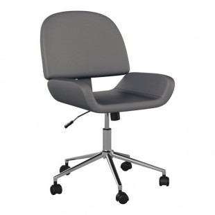 Martha Stewart Tyla Gray Faux Leather Swivel Armless Office Chair with Polished Nickel Finish Martha Stewart Tyla Gray Faux Leather Swivel Armless Office Chair with Polished Nickel Finish