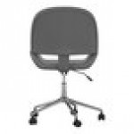 Martha Stewart Tyla Gray Faux Leather Swivel Armless Office Chair with Polished Nickel Finish