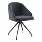 Martha Stewart Tyla Gray Faux Leather Swivel Armless Office Chair with Polished Nickel Finish