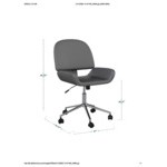 Martha Stewart Tyla Gray Faux Leather Swivel Armless Office Chair with Polished Nickel Finish