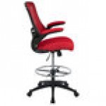 Flash Furniture BL-X-5M-D-RED-GG Mid-Back Red Mesh Drafting Stool with Flip-Up Arms Flash Furniture BL-X-5M-D-RED-GG Mid-Back Red Mesh Drafting Stool with Flip-Up Arms