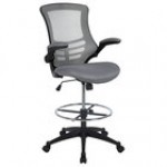 Flash Furniture BL-X-5M-D-RED-GG Mid-Back Red Mesh Drafting Stool with Flip-Up Arms Flash Furniture BL-X-5M-D-RED-GG Mid-Back Red Mesh Drafting Stool with Flip-Up Arms