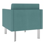 Lesro Luxe Lounge Series Patriot Plus Sea Vinyl Guest Arm Chair with Steel Legs