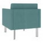 Lesro Luxe Lounge Series Patriot Plus Sea Vinyl Guest Arm Chair with Steel Legs