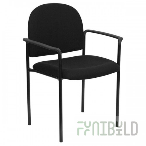Flash Furniture BT-516-1-BK-GG Black Fabric Stackable Side Chair with Arms
