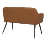 LumiSource Daniella Camel Faux Leather High-Back Bench with Armrests and Black Steel Frame